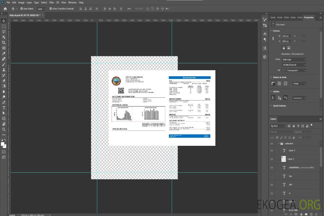 Modèle de facture de services publics de la ville de Long Beach aux États-Unis aux formats Word et PDF template Modèle de facture de services publics de la ville de Long Beach aux États-Unis aux formats Word et PDF template